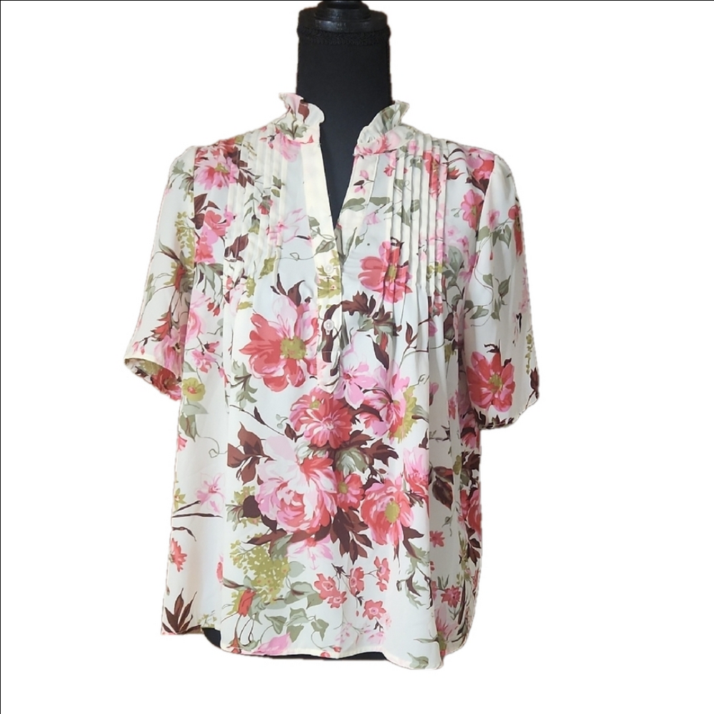 T Tahari Floral Print Women's Top, size Small